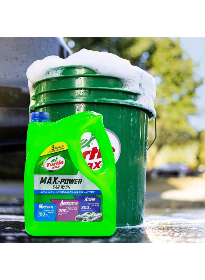 TurtleWax Turtle Wax M.A.X-Power Car Wash Shampoo 4L Mega Fill – Adjustable pH Cleaning Formula, 3 Levels Moderate Aggressive Xtreme Strength, High Foam Concentrate, Removes Dirt Mud Bugs Brake Dust Sap, Safe on Paint Wax Exterior Surfaces - Image 5